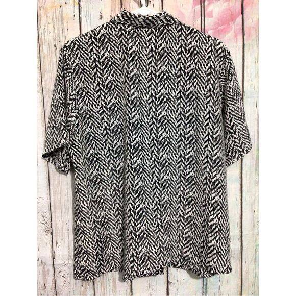 Impressions of California Black & White Blouse Tie Accent Pearl Button Size 16 ❤ - Picture 9 of 12